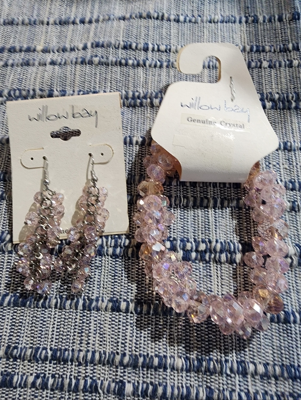 Willow Bay Light Pink Crystal Stretch Bracelet and Earring Set - Picture 2 of 6
